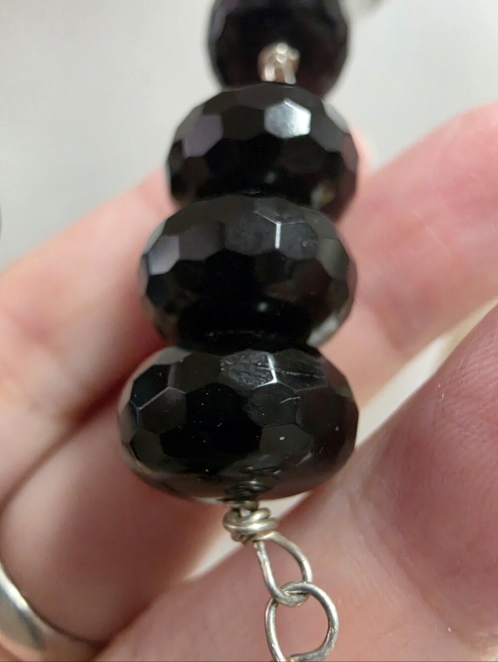 Artisan Black& White Chunky Tourmalinated and Milky Quartz and Glass Necklace - Picture 4 of 9